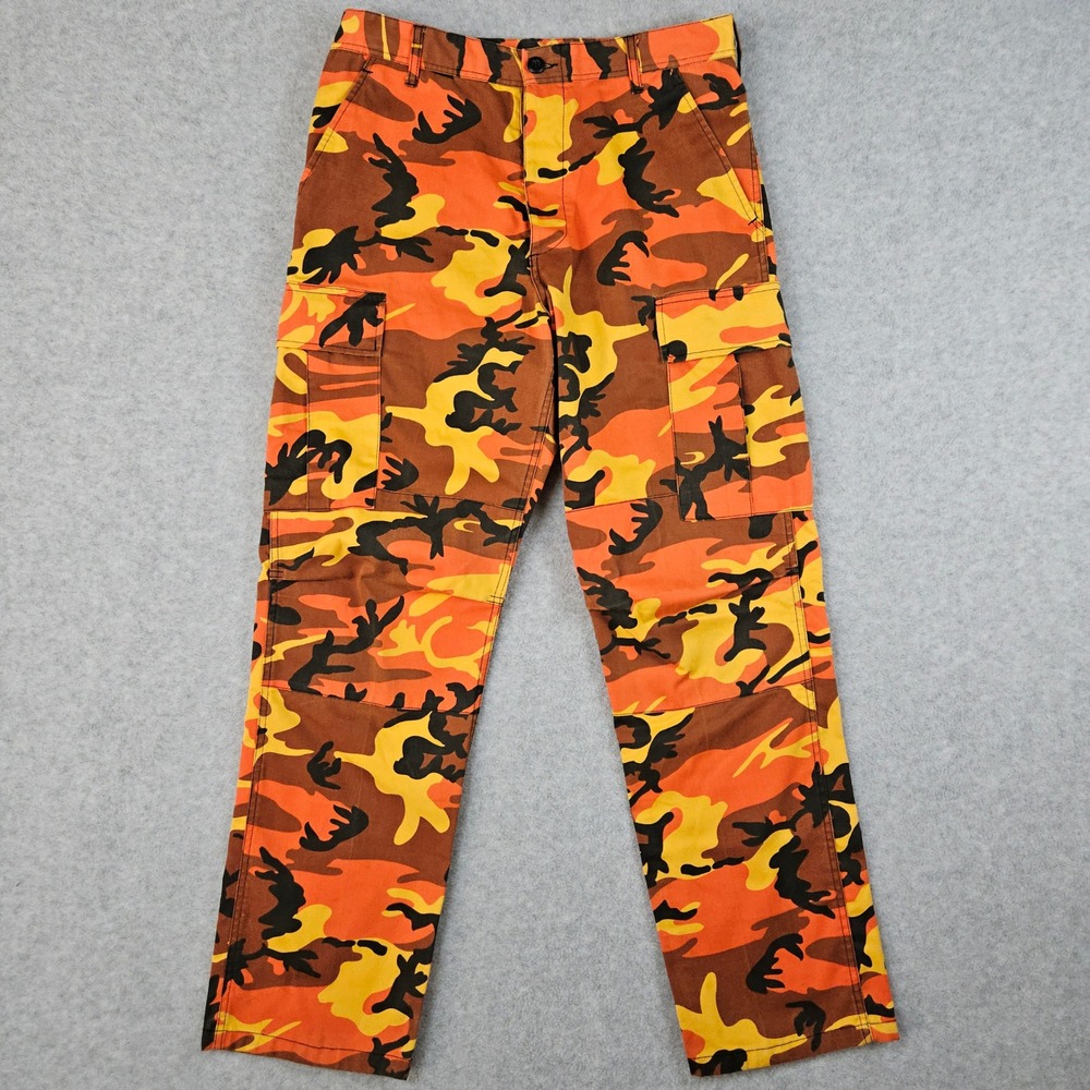 Rothco Men's Medium Reg Orange Camo Cargo‎ Pants BDU Tactical Streetwear Utility
